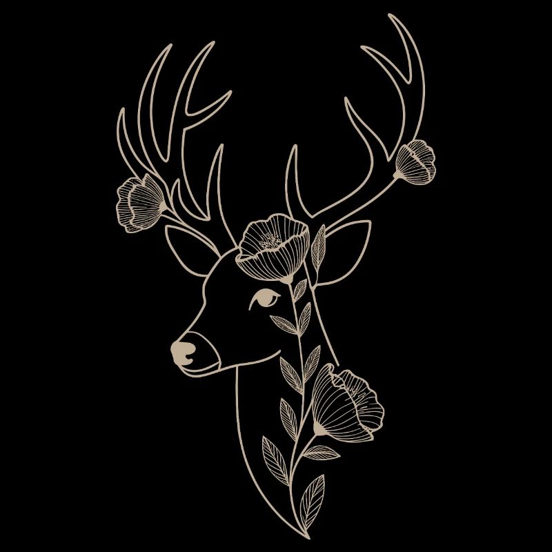 Cerf élégant à décor floral