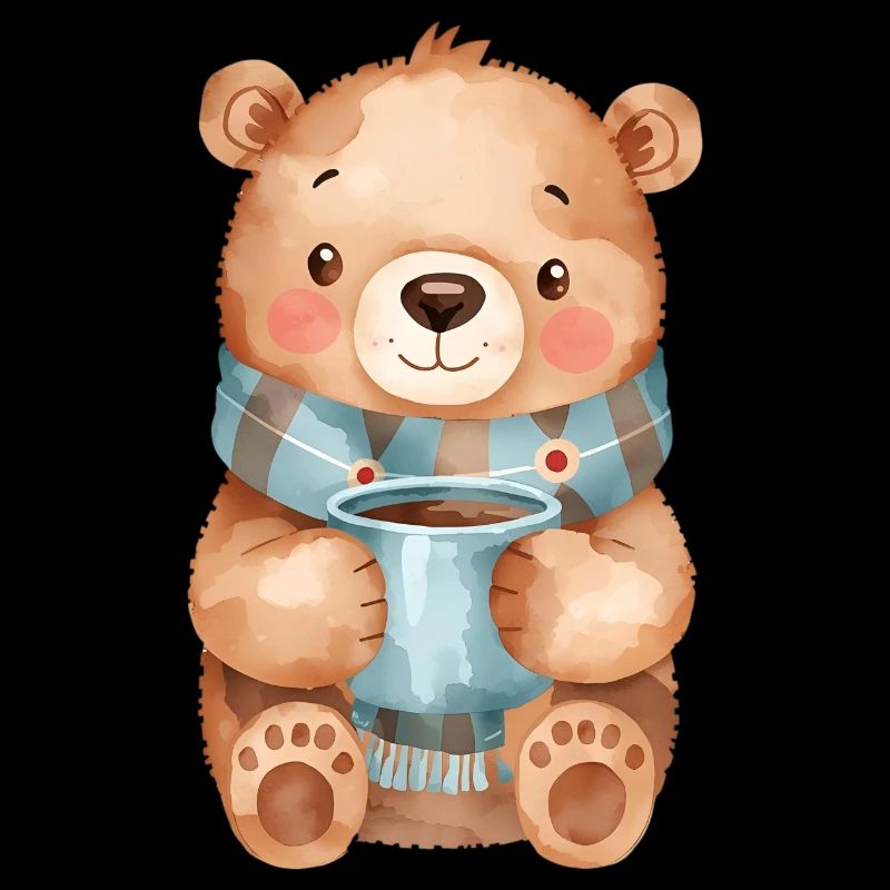 Écharpe d’ours en peluche et tasse de chocolat chaud