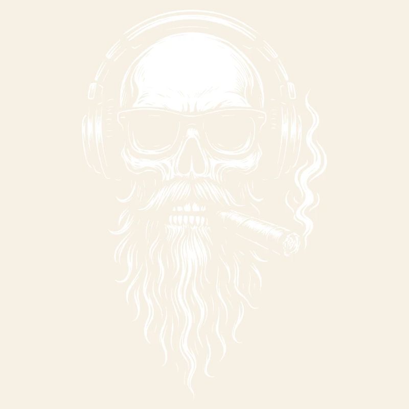 Monochrome Skull DJ with Beard