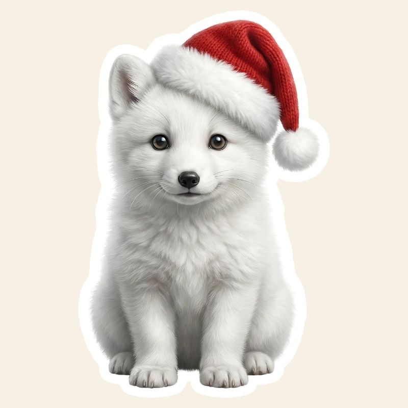 White arctic fox in deep snow