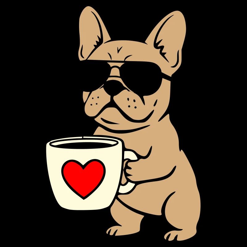 Frenchie Coffee Flat Design