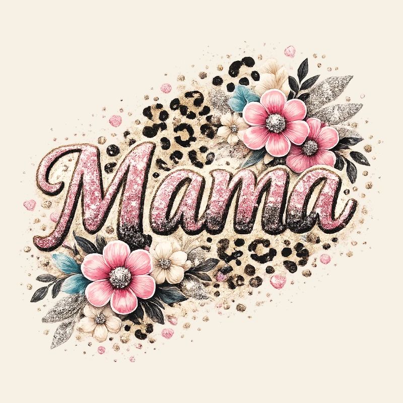 Mama Glitter Leopard Blumen Muttertag Geschenk 