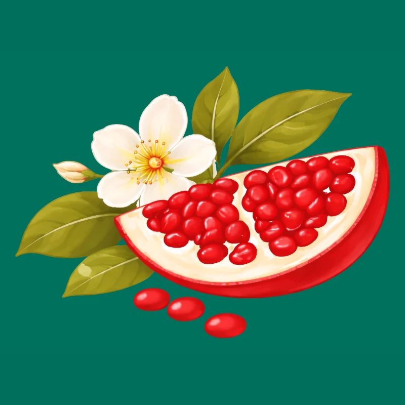 Illustration de grenade avec fleurs – Botanique