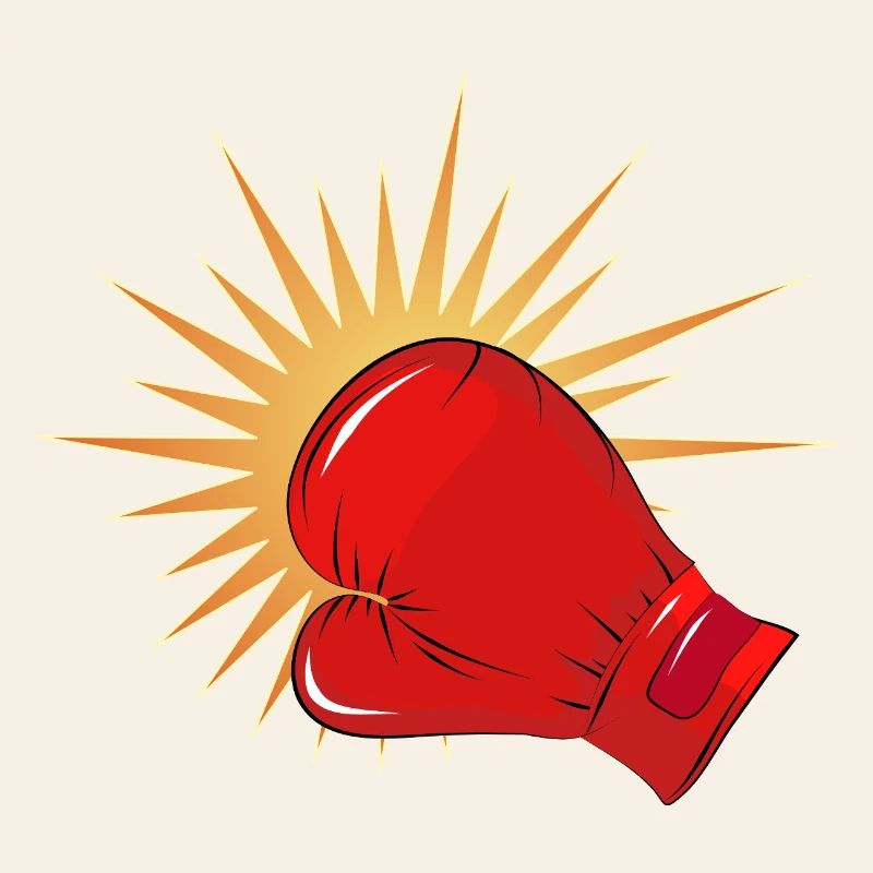 Roter Boxhandschuh mit Schlag-Effekt
