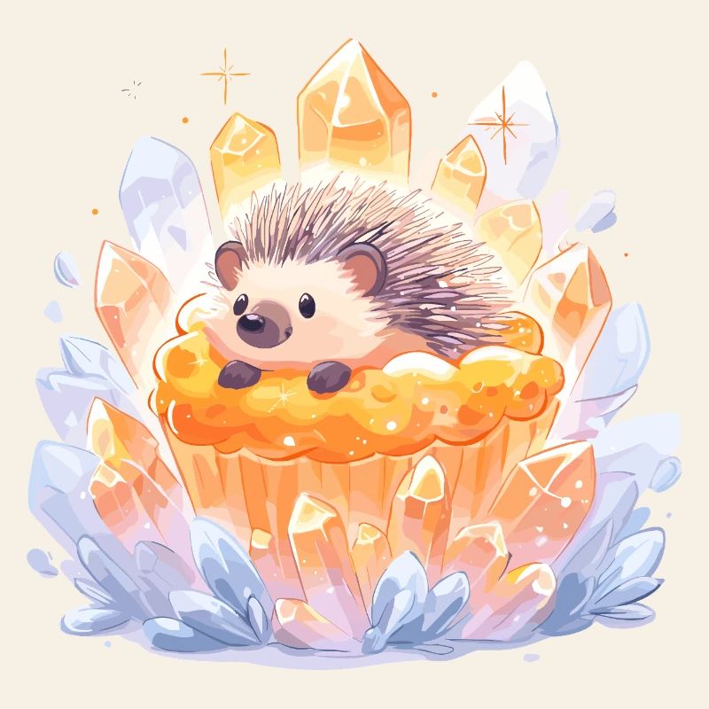 Crystal hedgehog in cupcake