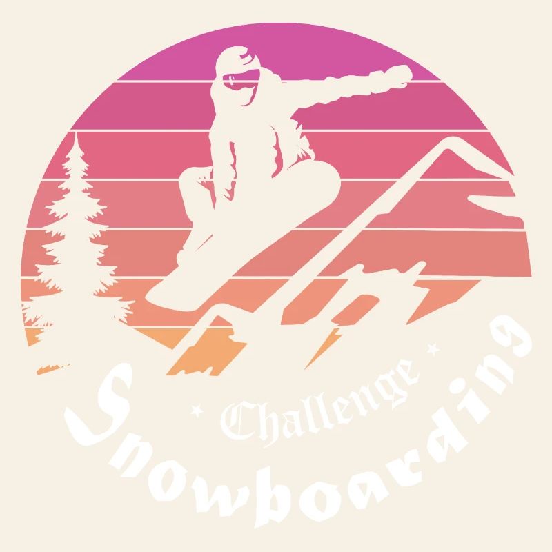 Snowboarder silhouette over mountain sunset