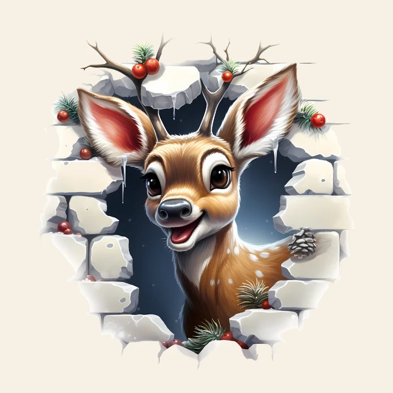 Cerf mignon dans le trou dans le mur