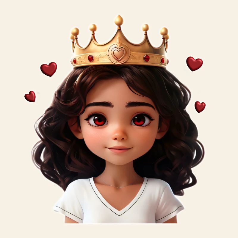 Süßes Mädchen mit Krone und Herzchen