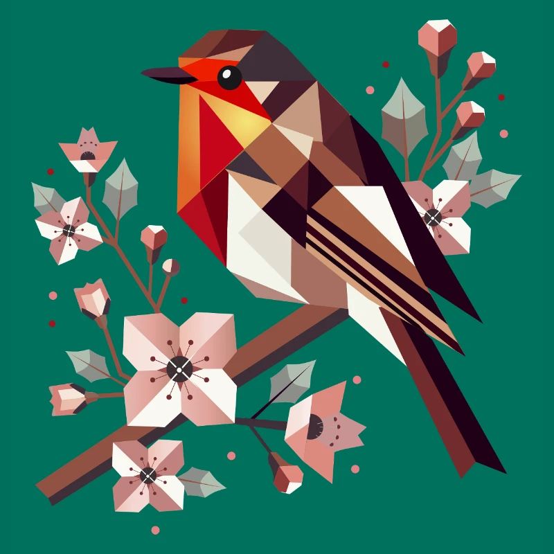 charming robin surrounded by cherry blossoms