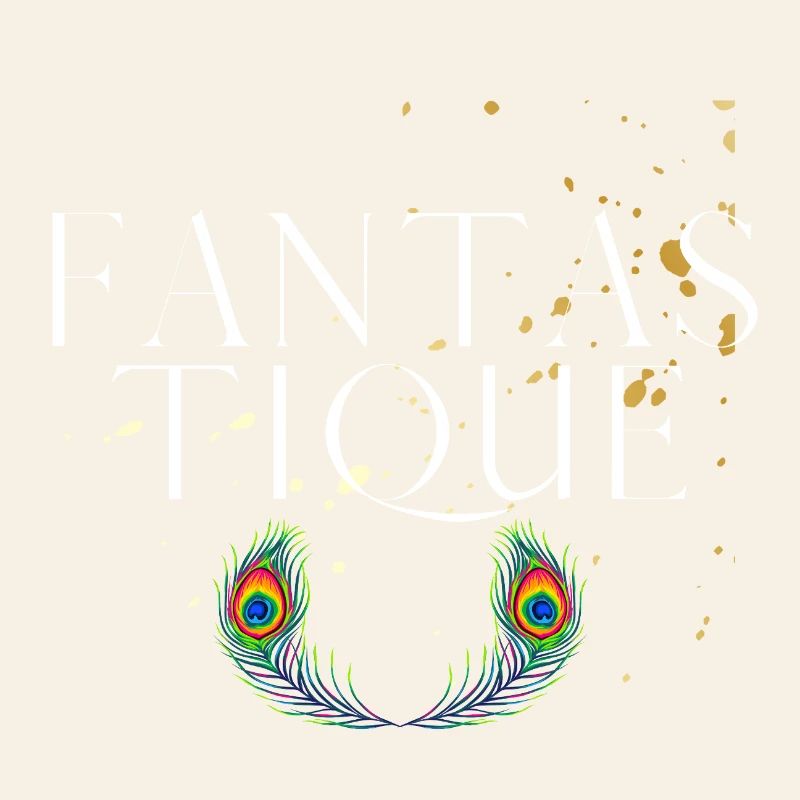 Fantastique - Vibrant Peacock Feathers Typography