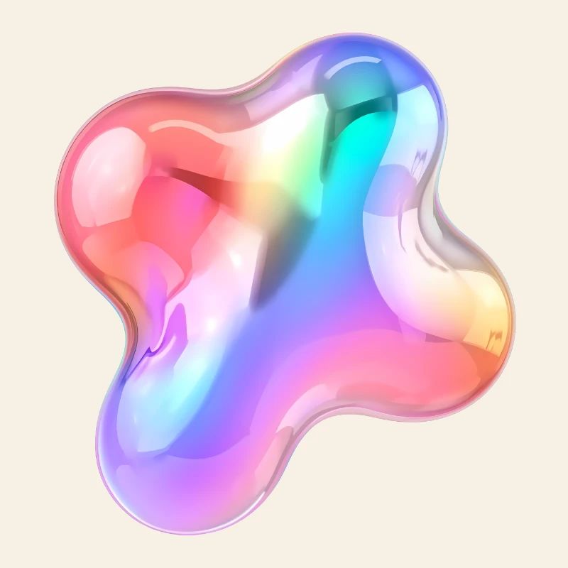 Rainbow Glossy Abstract Blob Design