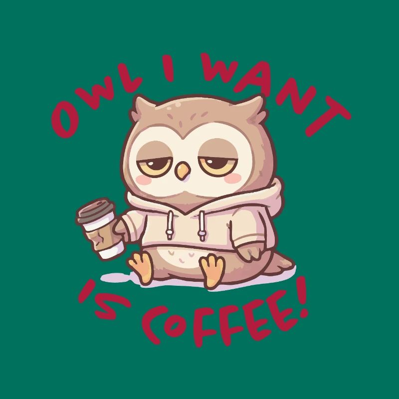 Sweat à capuche Coffee Love Owl Pullover