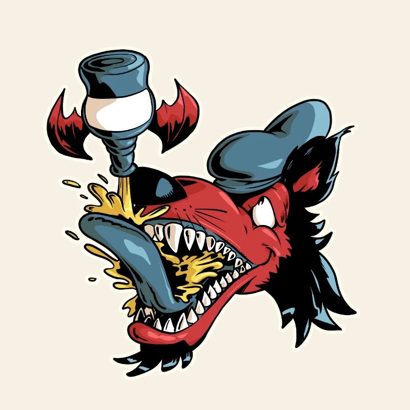 Wolf and flying beer
