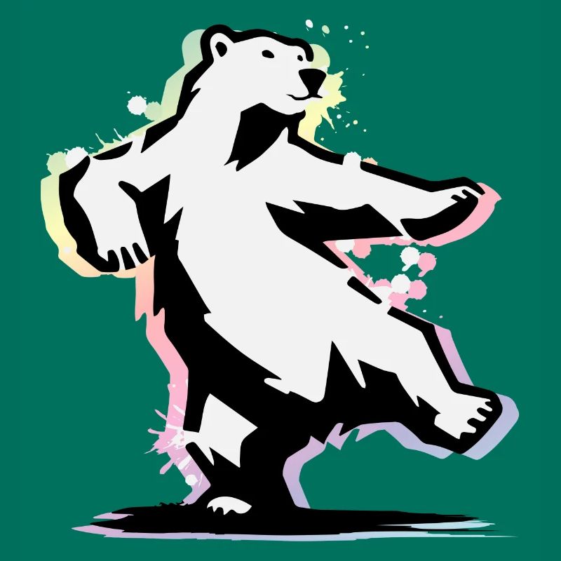 Tanzender Eisbär im Stencil-Stil