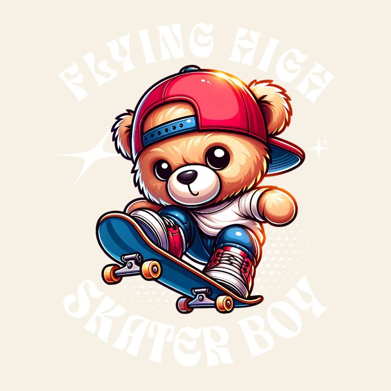 Skater Teddybär auf Skateboard