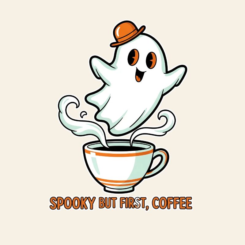 Spukiger Geist mit Kaffee