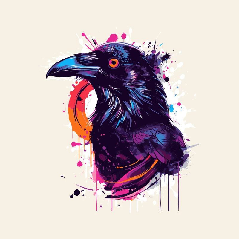Explosion de couleur Corbeau Éclaboussure de néon