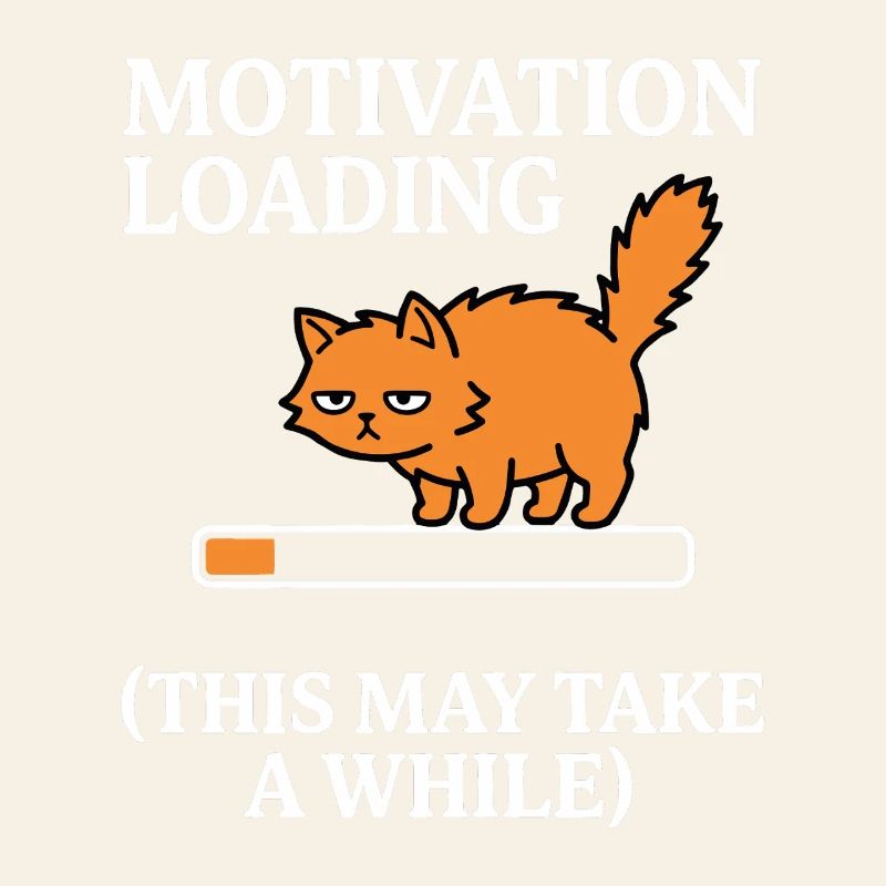 Motivation Loading Tired Cat with Loading Bar