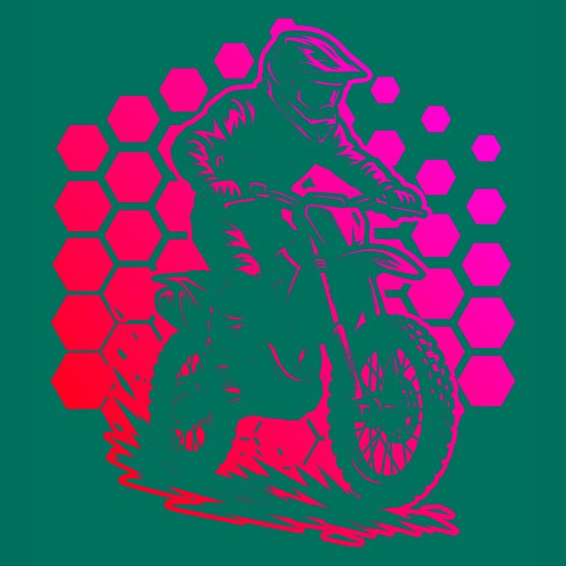 Motorcycle racer in hex pattern
