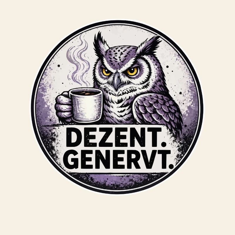 Dezent Genervt Eule mit Kaffee