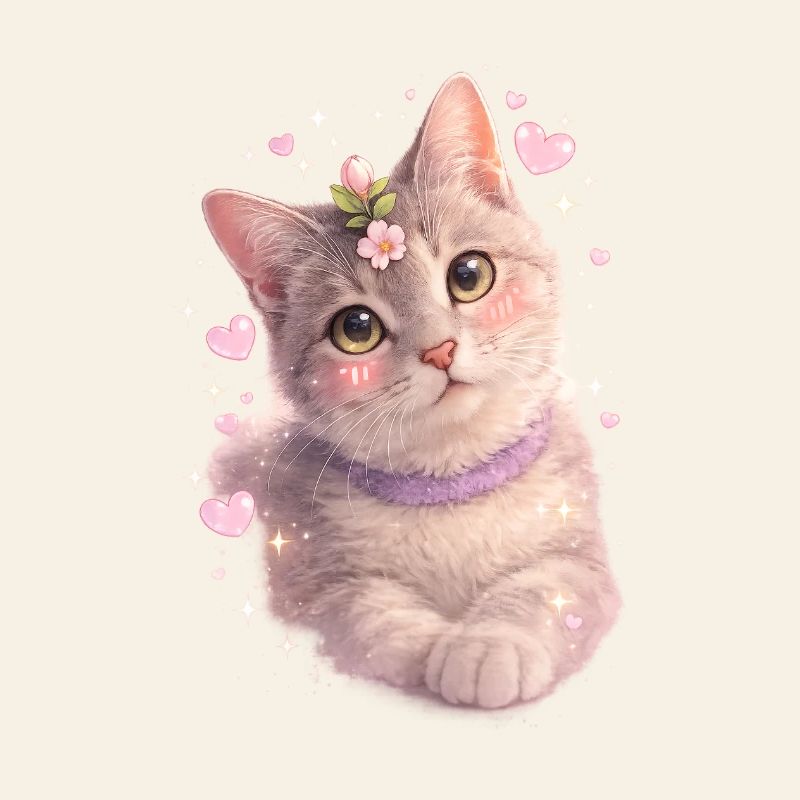 Chaton fleuri
