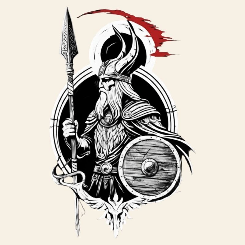 Shield Wall Warrior - Viking with Spear Design