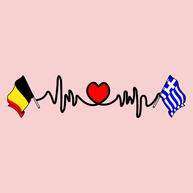 Cardio heart Drapeau Belgique, drapeau Grèce