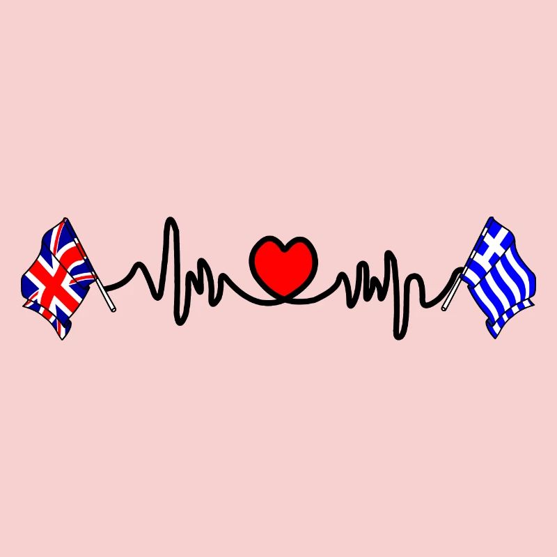 Cardio heart Drapeau Angleterre, drapeau Grèce