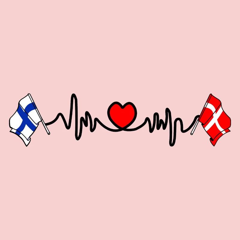 Cardio heart Drapeau Finlande, drapeau Danemark
