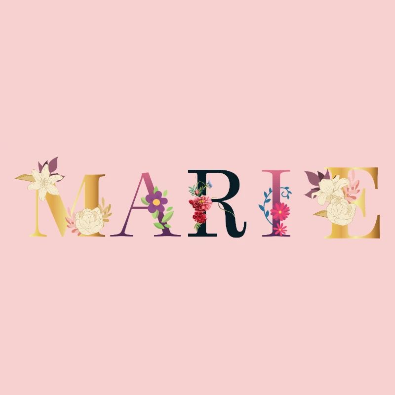 Le prénom de MARIE est décoré de fleurs