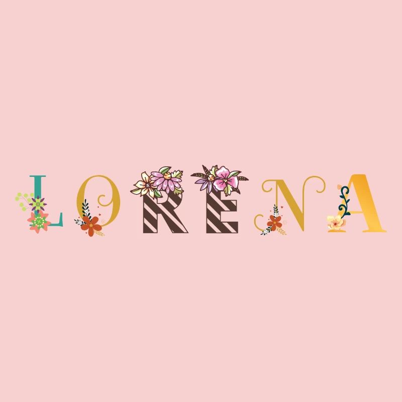 LORENA Name Art avec fleurs brodées