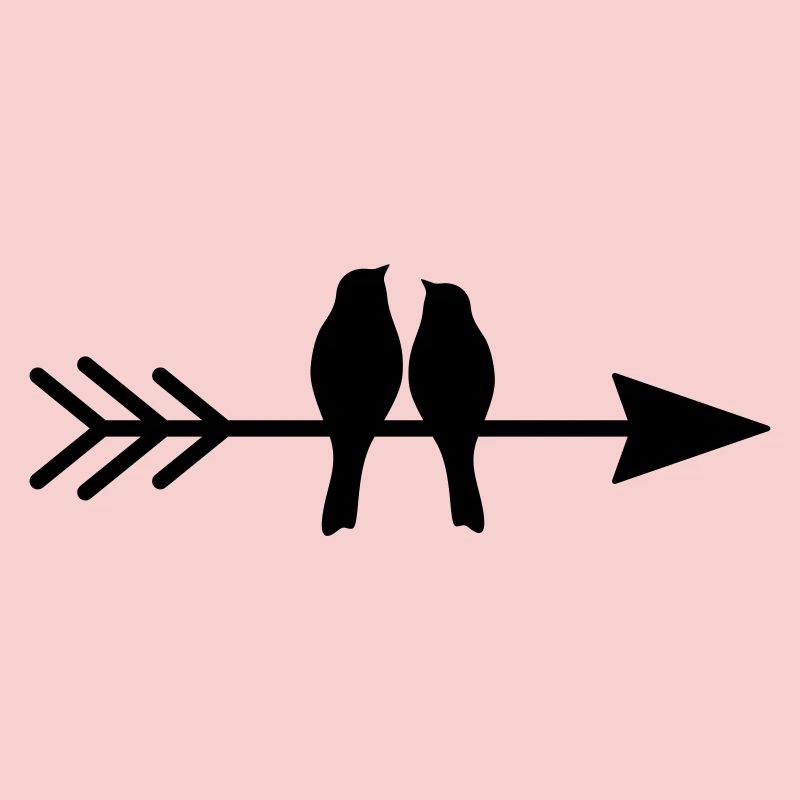 Couple oiseaux oiseaux sur flèche cadeau amour