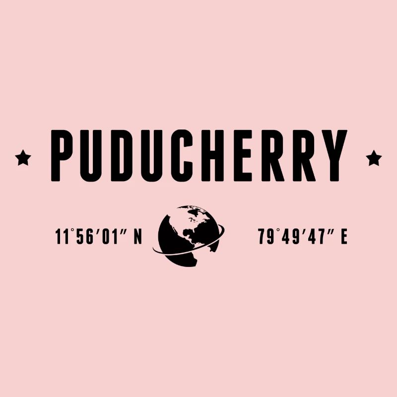 PUDUCHERRY Stylized Geographical Coordinates