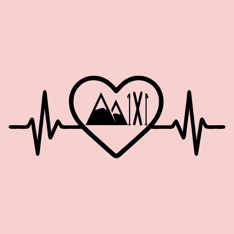 Skiing Mountains Heart