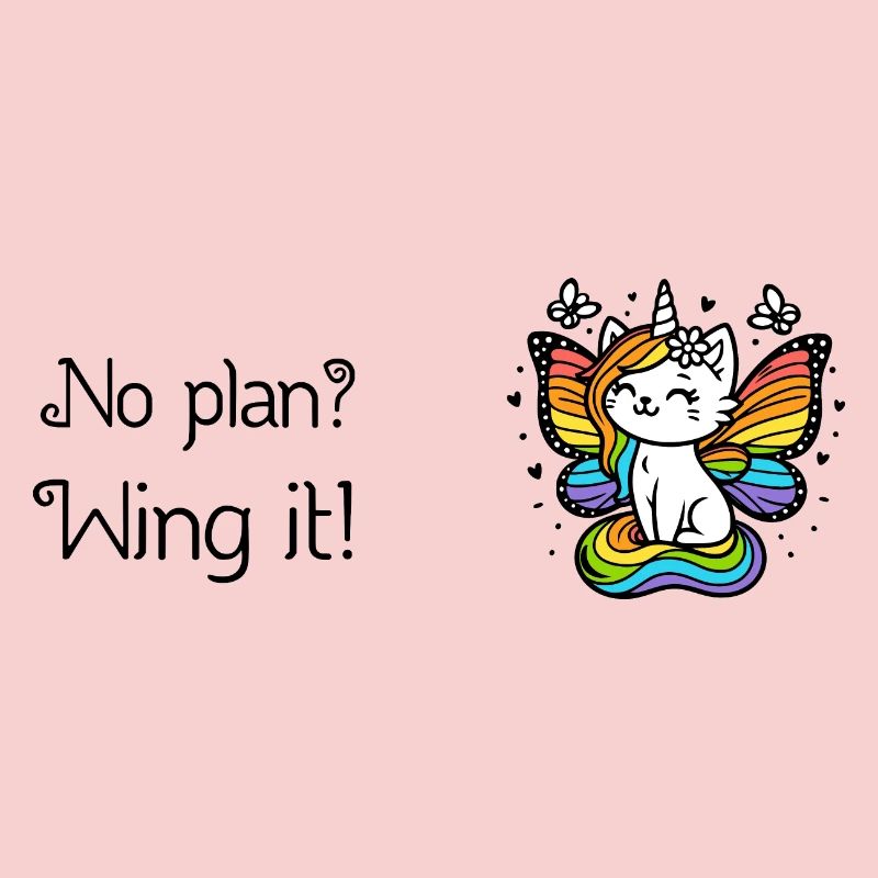 Pas de plan ? Ailez-le ! Chat licorne ailé (coloré)