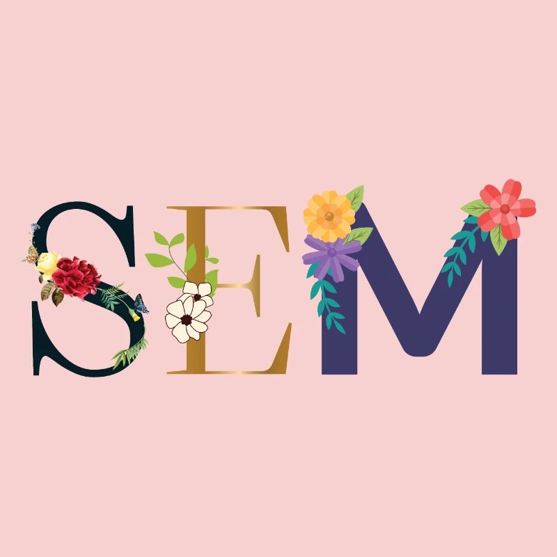 Nom SEM décoré de fleurs