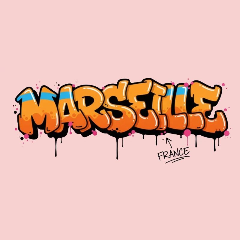 Lettrage graffiti de Marseille avec éclaboussures