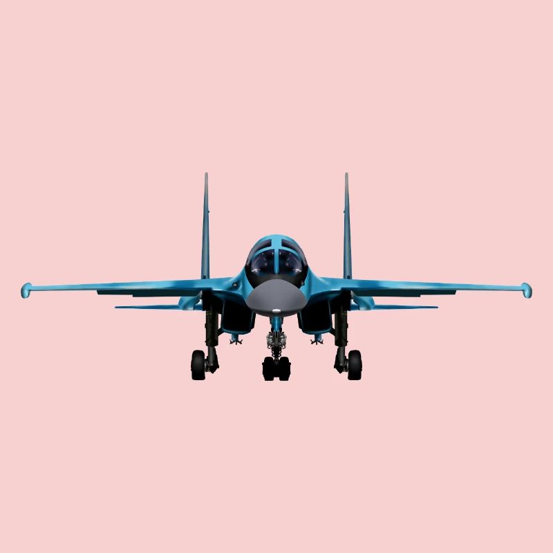 Blauer Kampfjet Frontansicht
