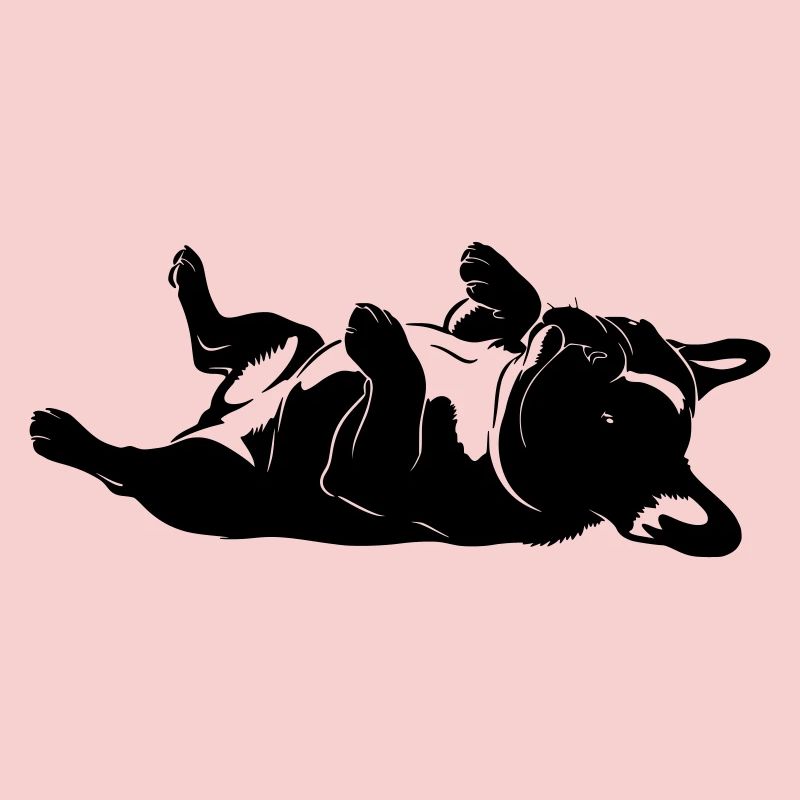 Lying dog on its back