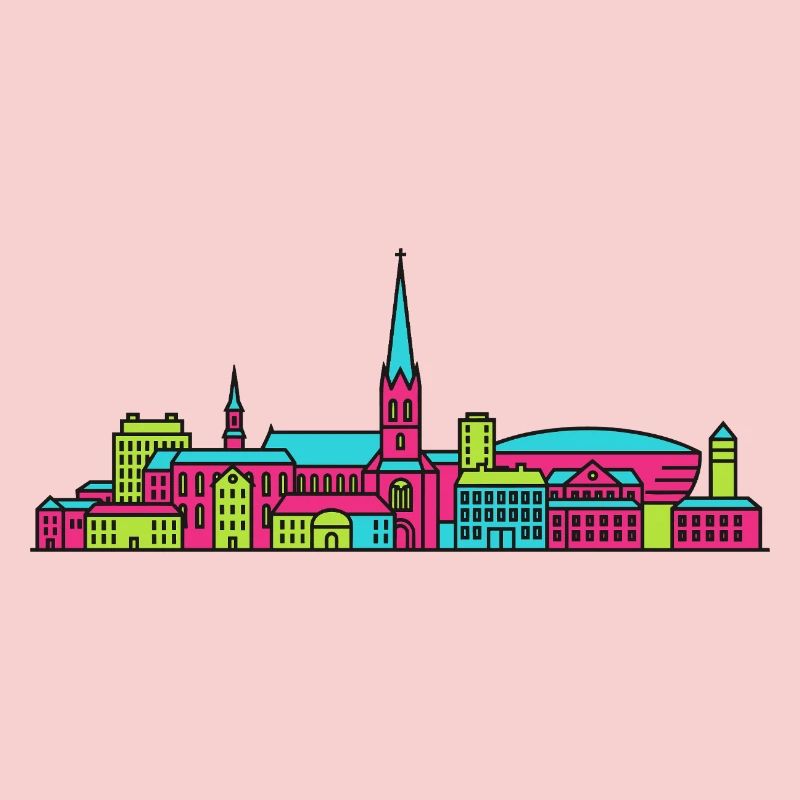 Linkoping City Skyline Cathedral Modern Line Art