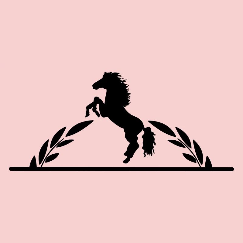 Prancing horse in half laurel wreath