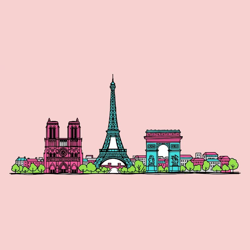 Skyline de la tour Eiffel de Paris Modern line art