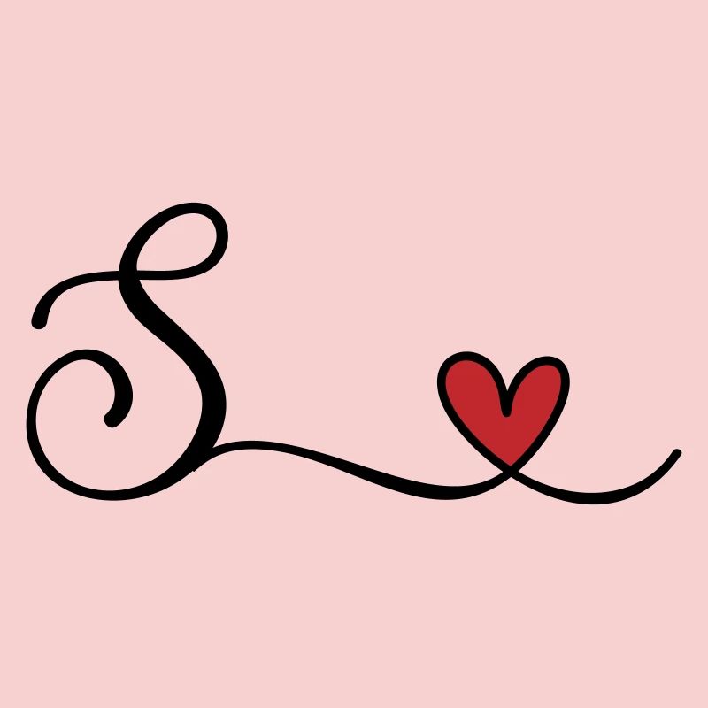 Buchstabe S Monogramm mit Herz