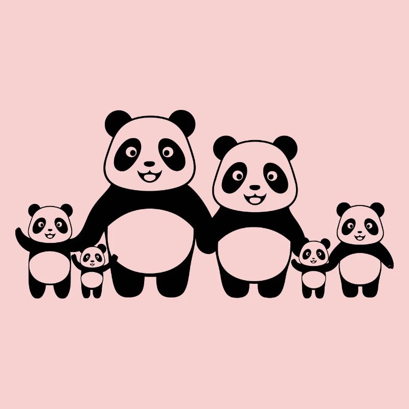 Pandas Family - 2 Eltern 4 Kinder