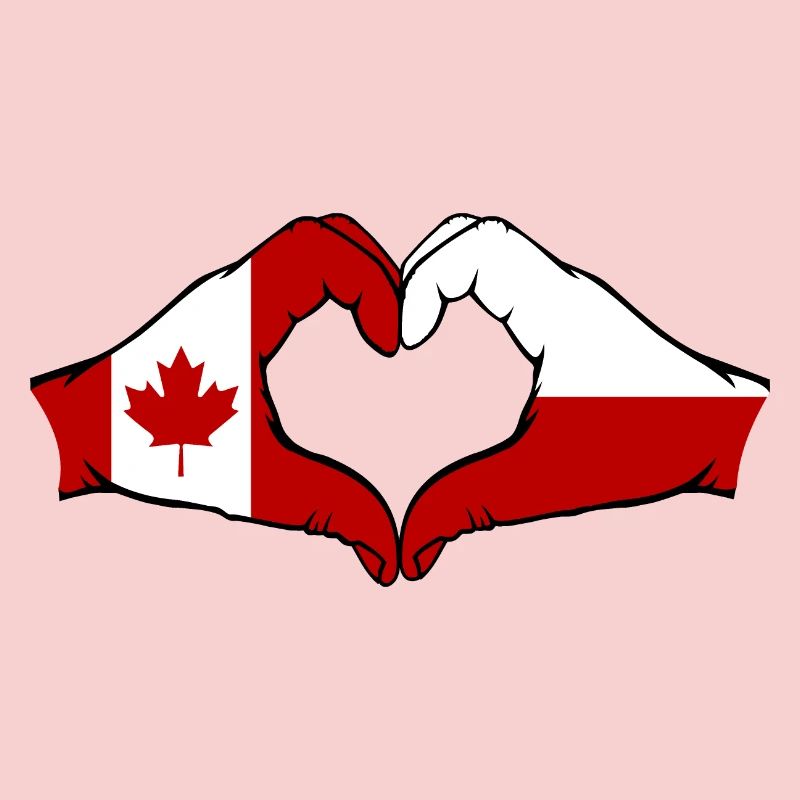 Drapeau du Canada de la Pologne en forme de coeur