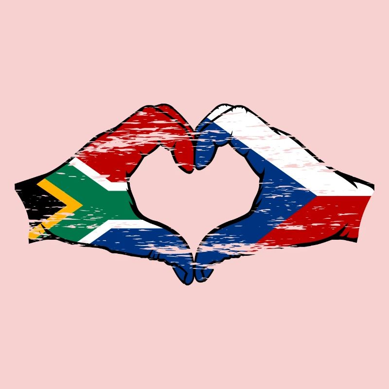 Afrique du Sud République tchèque drapeau mains forme de coeur utilisé
