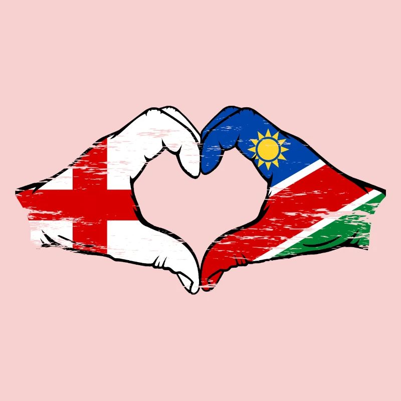 England Namibia Flag Hands Heart
