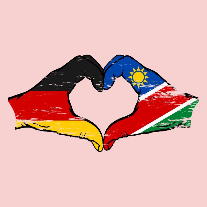 Germany Namibia Flag Hands Heart Shape Used
