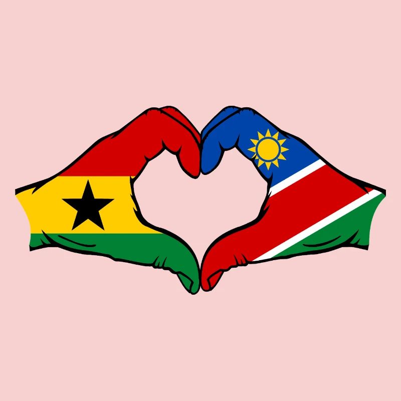 Ghana Namibia Flag Hands Heart Shape