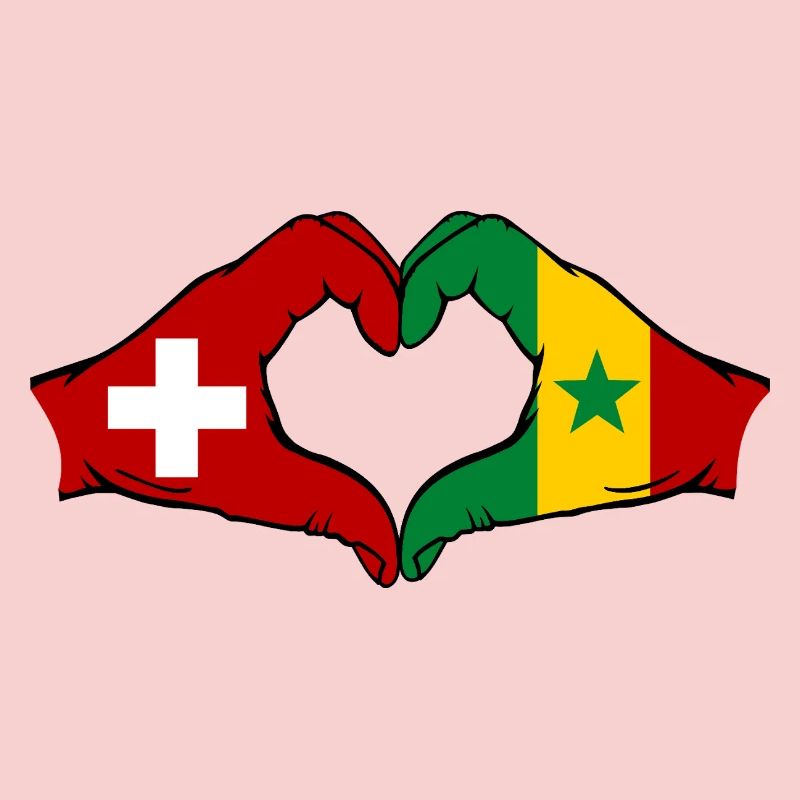 Suisse Sénégal Drapeau Mains Coeur Forme